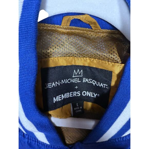 NWT Members Only Jean-Michel Basquat Blue Varsity Windbreaker Size Large - Picture 7 of 7